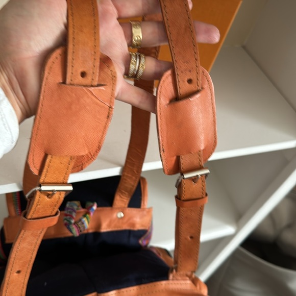 Bèelia Boutique floral genuine leather backpack embroidered blue pink Mexico - Picture 7 of 8